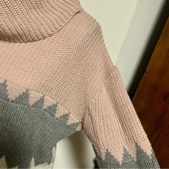 Pink Lily Turtleneck Color Block knit Pullover‎ Sweater Medium - Picture 6 of 9